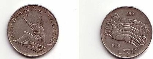 Moneta argento 500 - argento, lire