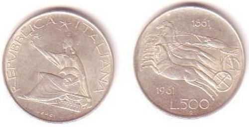 Moneta argento 500 lire italia - argento,